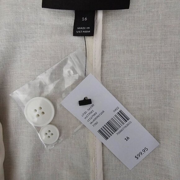 Bryant New Linen Blend Notched Collar Long Sleeve Off White Blazer - Picture 8 of 13